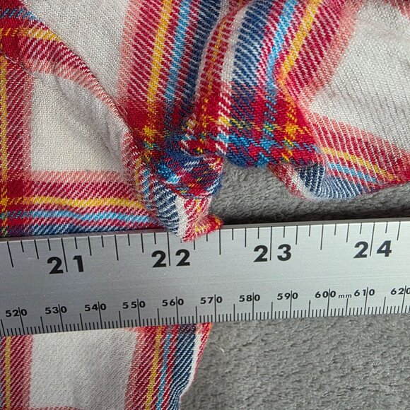 Womens Gap Red Multicolor Plaid Shirt Button Up Long Sleeve Rayon Blend XL Tall - Picture 5 of 7